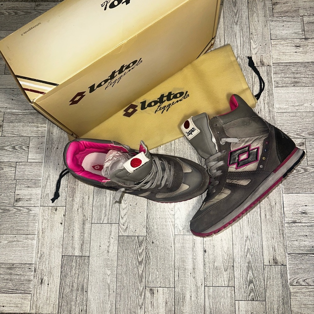 New! LOTTO Women's Stylish Gray and Pink High-Top Sneakers. Size 7 - Picture 2 of 11